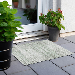 Piper Looms Chantille Modern ACN747 Sage Machine Washable Area Rug Scatter Outdoor Lifestyle Image Feature