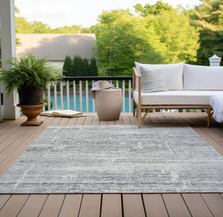 Piper Looms Chantille Modern ACN747 Silver Machine Washable Area Rug Outdoor Lifestyle Image Feature
