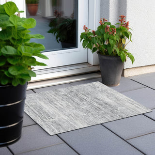 Piper Looms Chantille Modern ACN747 Silver Machine Washable Area Rug Scatter Outdoor Lifestyle Image Feature