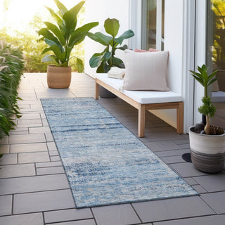 Piper Looms Chantille Modern ACN747 Sky Machine Washable Area Rug Runner Outdoor Lifestyle Image Feature