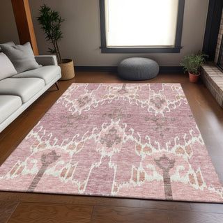 Piper Looms Chantille Ikat ACN748 Blush Machine Washable Area Rug Lifestyle Image Feature