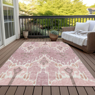 Piper Looms Chantille Ikat ACN748 Blush Machine Washable Area Rug Outdoor Lifestyle Image Feature