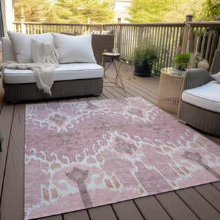 Piper Looms Chantille Ikat ACN748 Blush Machine Washable Area Rug Outdoor Lifestyle Image Feature