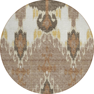 Piper Looms Chantille Ikat ACN748 Brown Machine Washable Area Rug Round Main Image
