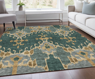 Piper Looms Chantille Ikat ACN748 Cactus Machine Washable Area Rug Lifestyle Image Feature