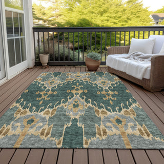 Piper Looms Chantille Ikat ACN748 Cactus Machine Washable Area Rug Outdoor Lifestyle Image Feature