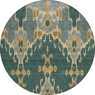 Piper Looms Chantille Ikat ACN748 Cactus Machine Washable Area Rug Round Main Image