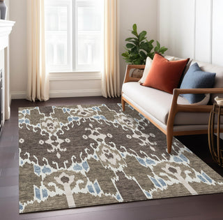 Piper Looms Chantille Ikat ACN748 Fudge Machine Washable Area Rug Lifestyle Image Feature