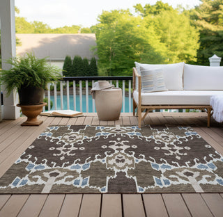 Piper Looms Chantille Ikat ACN748 Fudge Machine Washable Area Rug Outdoor Lifestyle Image Feature