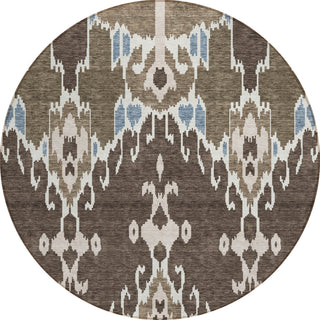 Piper Looms Chantille Ikat ACN748 Fudge Machine Washable Area Rug Round Main Image