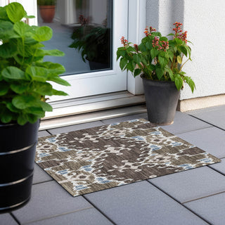Piper Looms Chantille Ikat ACN748 Fudge Machine Washable Area Rug Scatter Outdoor Lifestyle Image Feature