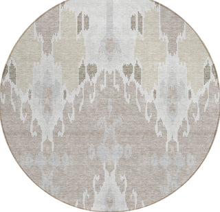 Piper Looms Chantille Ikat ACN748 Ivory Machine Washable Area Rug Round Main Image