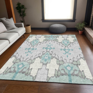 Piper Looms Chantille Ikat ACN748 Mint Machine Washable Area Rug Lifestyle Image Feature