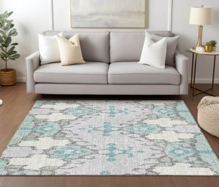 Piper Looms Chantille Ikat ACN748 Mint Machine Washable Area Rug Lifestyle Image Feature