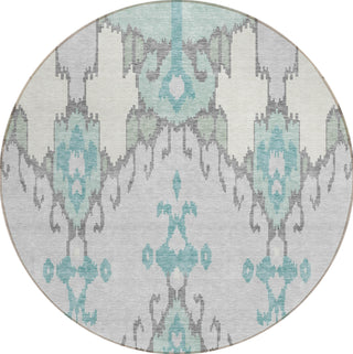 Piper Looms Chantille Ikat ACN748 Mint Machine Washable Area Rug Round Main Image