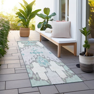 Piper Looms Chantille Ikat ACN748 Mint Machine Washable Area Rug Runner Outdoor Lifestyle Image Feature