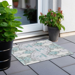 Piper Looms Chantille Ikat ACN748 Mint Machine Washable Area Rug Scatter Outdoor Lifestyle Image Feature