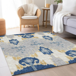 Piper Looms Chantille Ikat ACN748 Navy Machine Washable Area Rug Lifestyle Image Feature