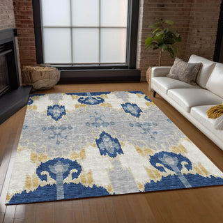 Piper Looms Chantille Ikat ACN748 Navy Machine Washable Area Rug Lifestyle Image Feature