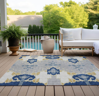 Piper Looms Chantille Ikat ACN748 Navy Machine Washable Area Rug Outdoor Lifestyle Image Feature