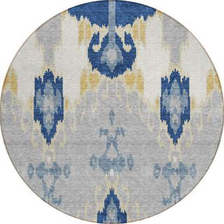 Piper Looms Chantille Ikat ACN748 Navy Machine Washable Area Rug Round Main Image