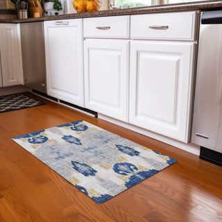 Piper Looms Chantille Ikat ACN748 Navy Machine Washable Area Rug Scatter Lifestyle Image Feature