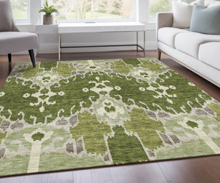 Piper Looms Chantille Ikat ACN748 Olive Machine Washable Area Rug Lifestyle Image Feature