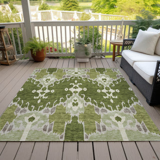 Piper Looms Chantille Ikat ACN748 Olive Machine Washable Area Rug Outdoor Lifestyle Image Feature