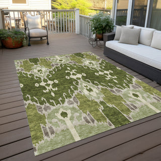 Piper Looms Chantille Ikat ACN748 Olive Machine Washable Area Rug Outdoor Lifestyle Image Feature