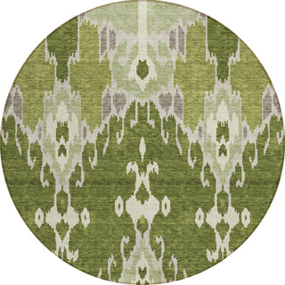 Piper Looms Chantille Ikat ACN748 Olive Machine Washable Area Rug Round Main Image