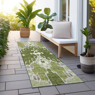 Piper Looms Chantille Ikat ACN748 Olive Machine Washable Area Rug Runner Outdoor Lifestyle Image Feature