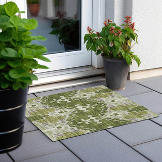 Piper Looms Chantille Ikat ACN748 Olive Machine Washable Area Rug Scatter Outdoor Lifestyle Image Feature