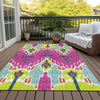Piper Looms Chantille Ikat ACN748 Pink Machine Washable Area Rug Outdoor Lifestyle Image Feature