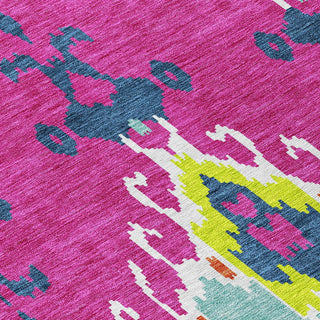 Piper Looms Chantille Ikat ACN748 Pink Machine Washable Area Rug Swatch Image