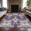 Piper Looms Chantille Ikat ACN748 Purple Machine Washable Area Rug Lifestyle Image Feature