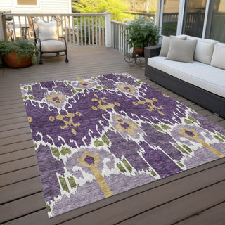 Piper Looms Chantille Ikat ACN748 Purple Machine Washable Area Rug Outdoor Lifestyle Image Feature