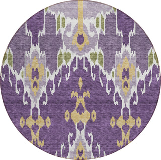 Piper Looms Chantille Ikat ACN748 Purple Machine Washable Area Rug Round Main Image