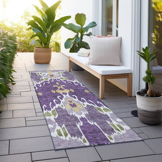 Piper Looms Chantille Ikat ACN748 Purple Machine Washable Area Rug Runner Outdoor Lifestyle Image Feature