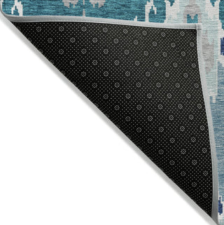 Piper Looms Chantille Ikat ACN748 Teal Machine Washable Area Rug Backing Image