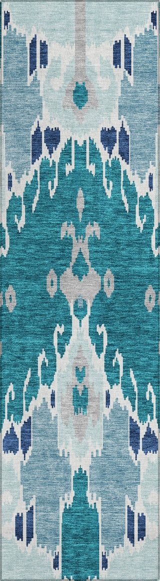 Piper Looms Chantille Ikat ACN748 Teal Machine Washable Area Rug Runner Main Image