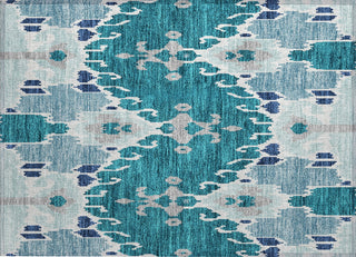 Piper Looms Chantille Ikat ACN748 Teal Machine Washable Area Rug Scatter Main Image