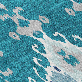 Piper Looms Chantille Ikat ACN748 Teal Machine Washable Area Rug Swatch Image