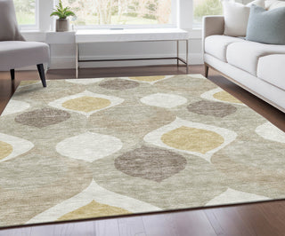 Piper Looms Chantille Mid-century Modern ACN749 Beige Machine Washable Area Rug Lifestyle Image Feature