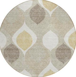 Piper Looms Chantille Mid-century Modern ACN749 Beige Machine Washable Area Rug Round Main Image