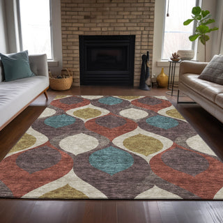 Piper Looms Chantille Mid-century Modern ACN749 Brown Machine Washable Area Rug Lifestyle Image Feature