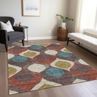 Piper Looms Chantille Mid-century Modern ACN749 Brown Machine Washable Area Rug Lifestyle Image Feature