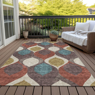 Piper Looms Chantille Mid-century Modern ACN749 Brown Machine Washable Area Rug Outdoor Lifestyle Image Feature