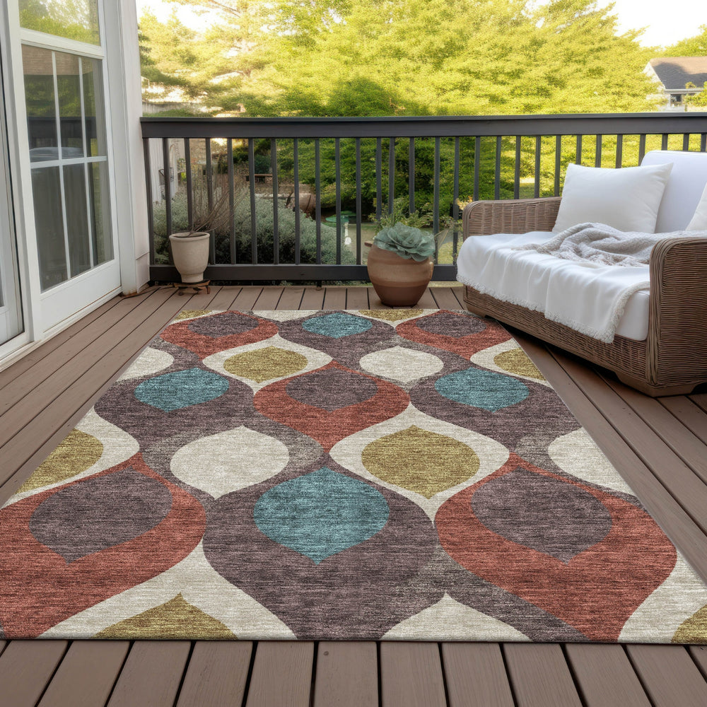 Piper Looms Chantille Mid-century Modern ACN749 Brown Machine Washable Area Rug Outdoor Lifestyle Image Feature