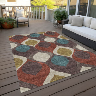 Piper Looms Chantille Mid-century Modern ACN749 Brown Machine Washable Area Rug Outdoor Lifestyle Image Feature
