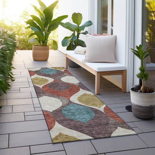 Piper Looms Chantille Mid-century Modern ACN749 Brown Machine Washable Area Rug Runner Outdoor Lifestyle Image Feature